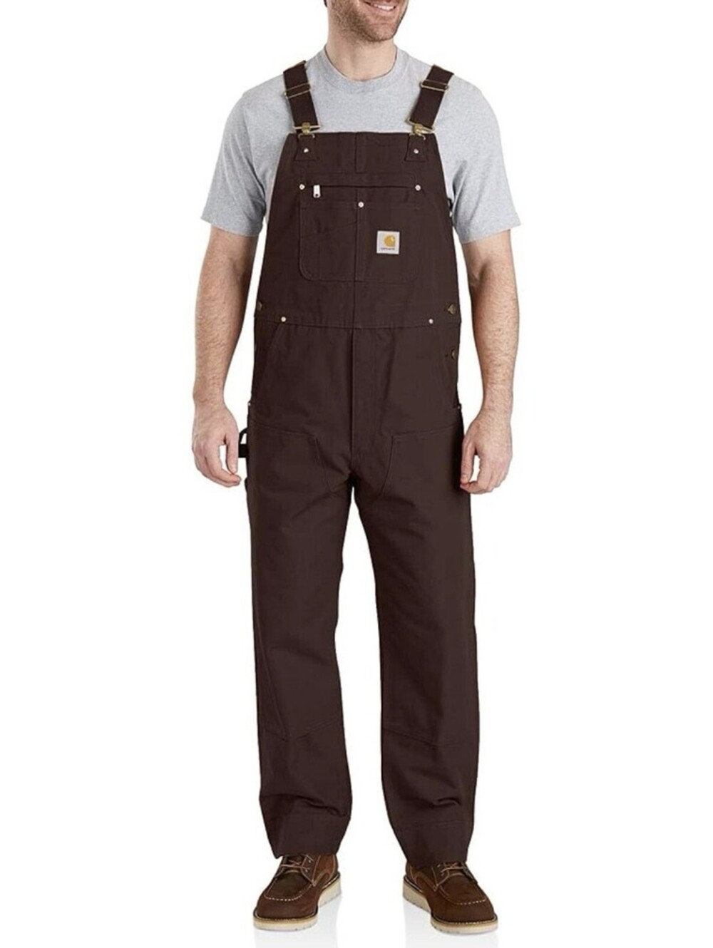 Carhartt Mens Iconic R01 Duck Bib Overalls Dark Brown Size 38x34 Work Wear NWT